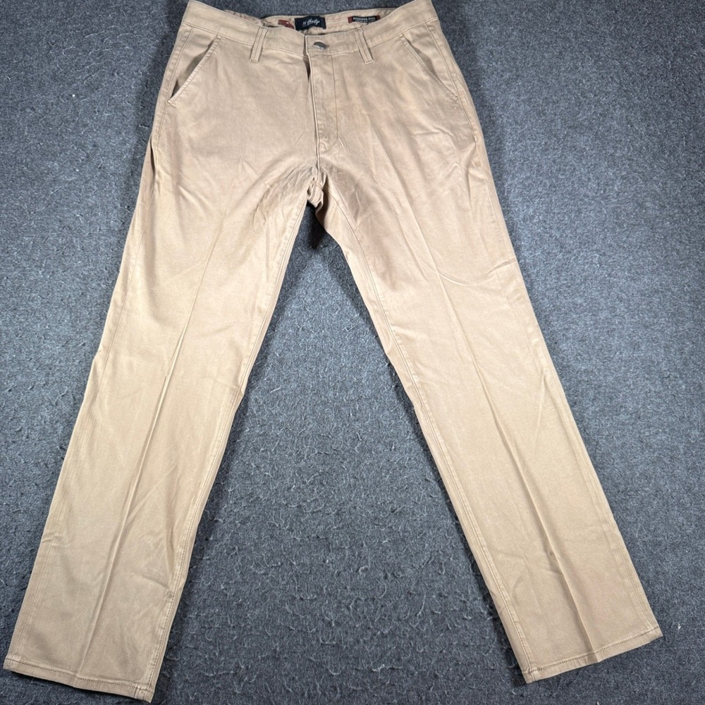 34 Heritage Charisma Chino Mens 34x32 Tan Khaki Comfort Rise Classic Pants